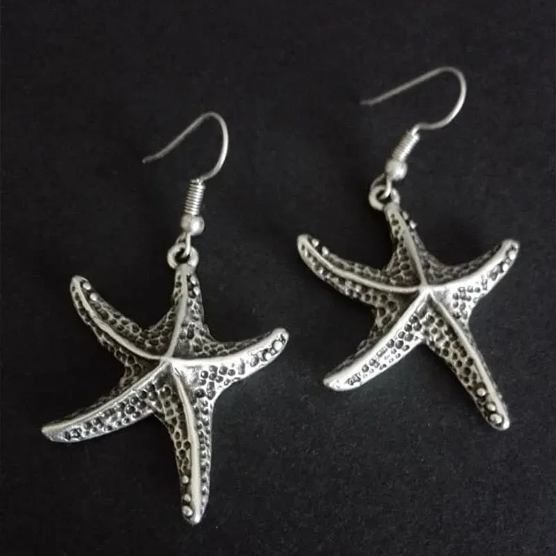 Simple Starfish Shape Drop Earrings Alloy