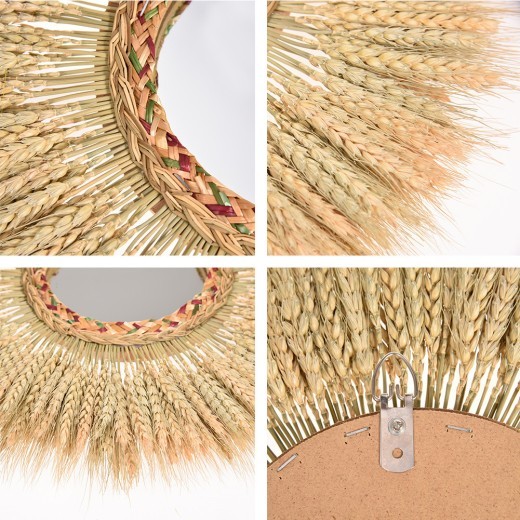 Wall Decoration Rattan Mirror Homestay Wall Mural Pendant