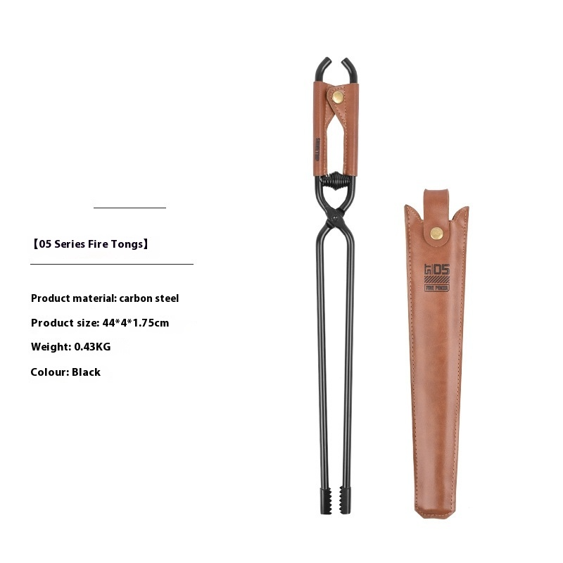 Carbon Steel Thickened Corrosion-resistant Camping Fire Tongs