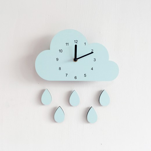 Cloud drop silent clock wall decoration