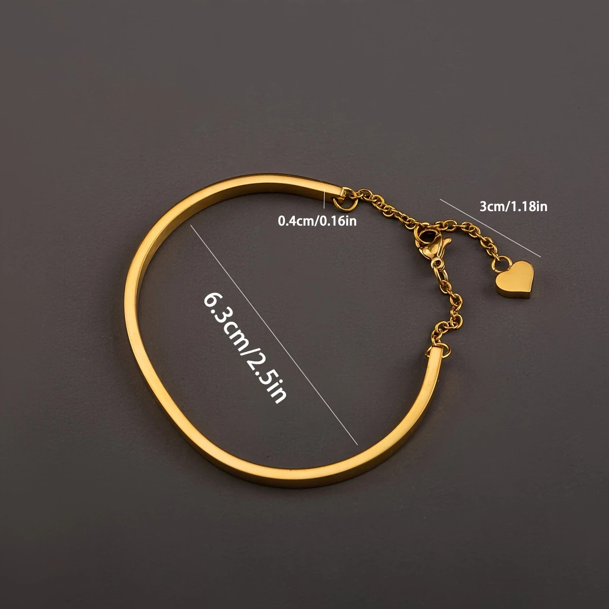 Golden-Plated Stainless Steel Heart Pendant Bracelet with Chain Extension  Unisex Fashion Accessory for Men and Women, Perfect for Couples or Casual Attire