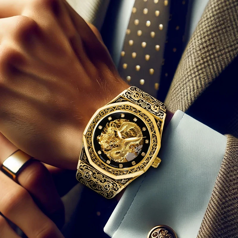 Youth Men's Golden Steel Band Business Style  Watch