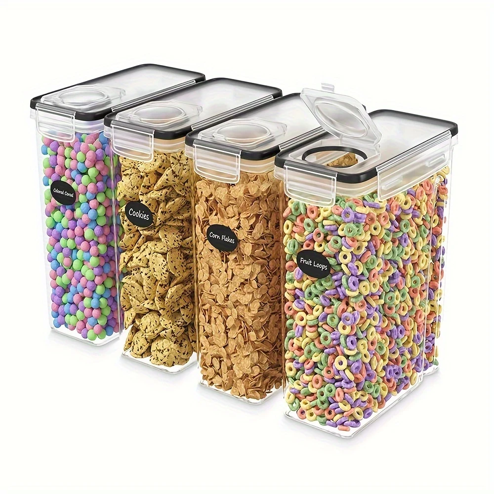 4-Piece 2.5L Airtight Kitchen Storage Containers Set  Clear, BPA-Free, Leak-Proof, Stackable, and Space-Saving Storage for Dry Goods, Nuts, Beans, Cereals, Snacks, Flour, Sugar, Coffee, Tea, and Pet Food