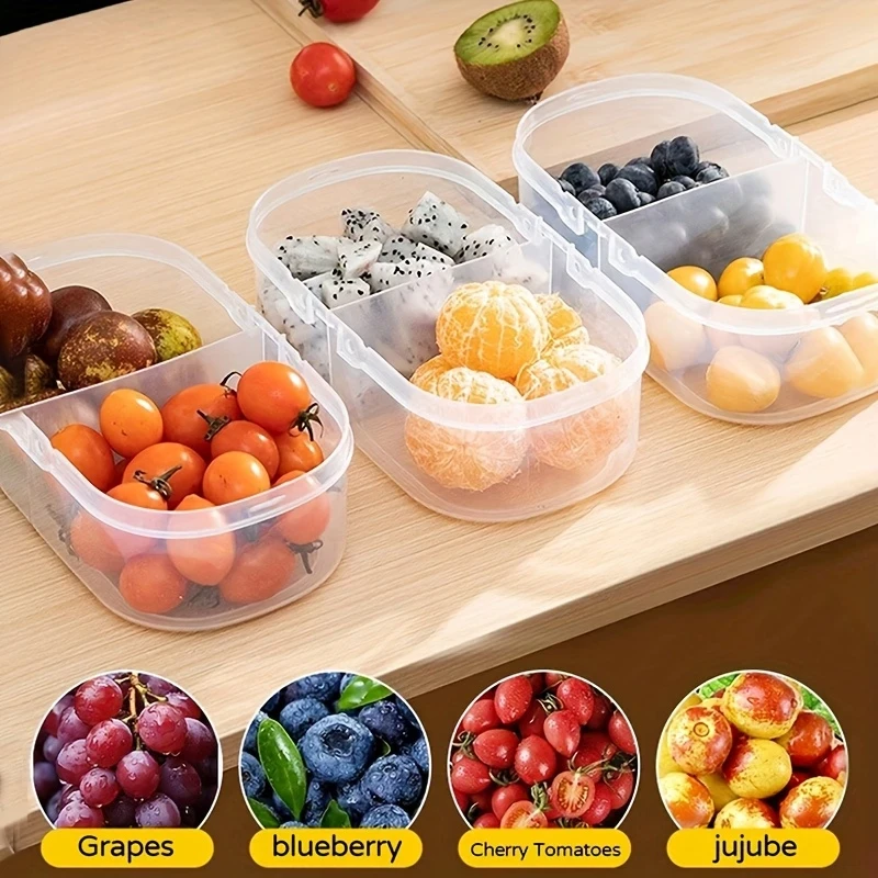 2pcs Multi-Functional Food Storage Containers Portable 2-Compartment Organizer for Spices, Snacks & Fruits Perfect for Home, Restaurant, Office Parties & Gifts