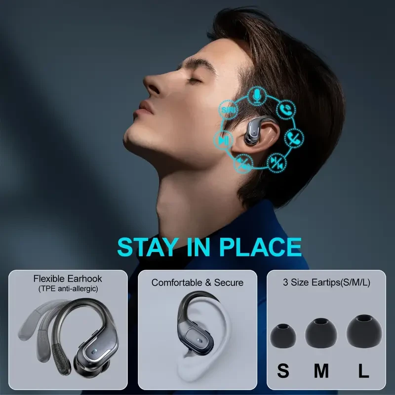 90H Wireless Earphones - Long-Lasting Sound with ENC Noise Cancellation, 3D Deep Bass, and Secure Fit Earhooks