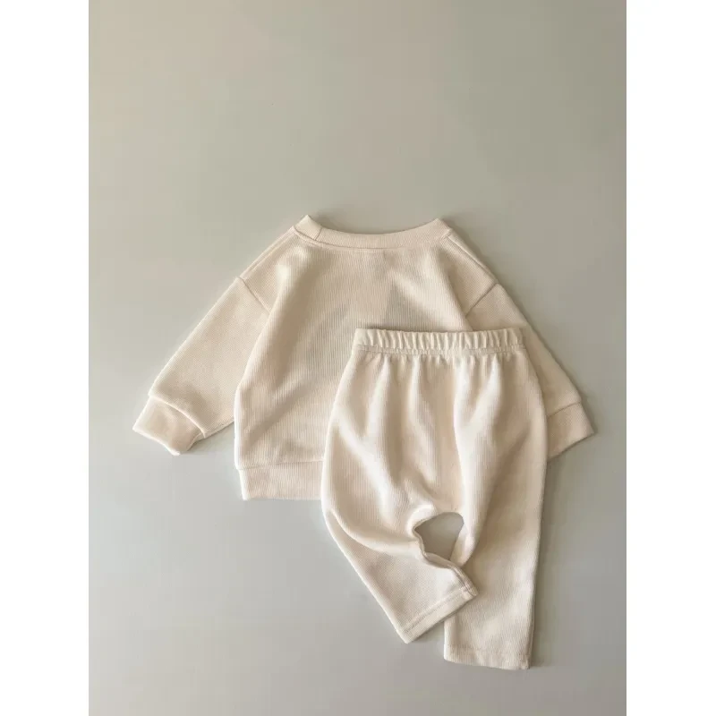 Spring And Autumn Newborn Alphabet Embroidery Baby Long Sleeve Two-piece Suit