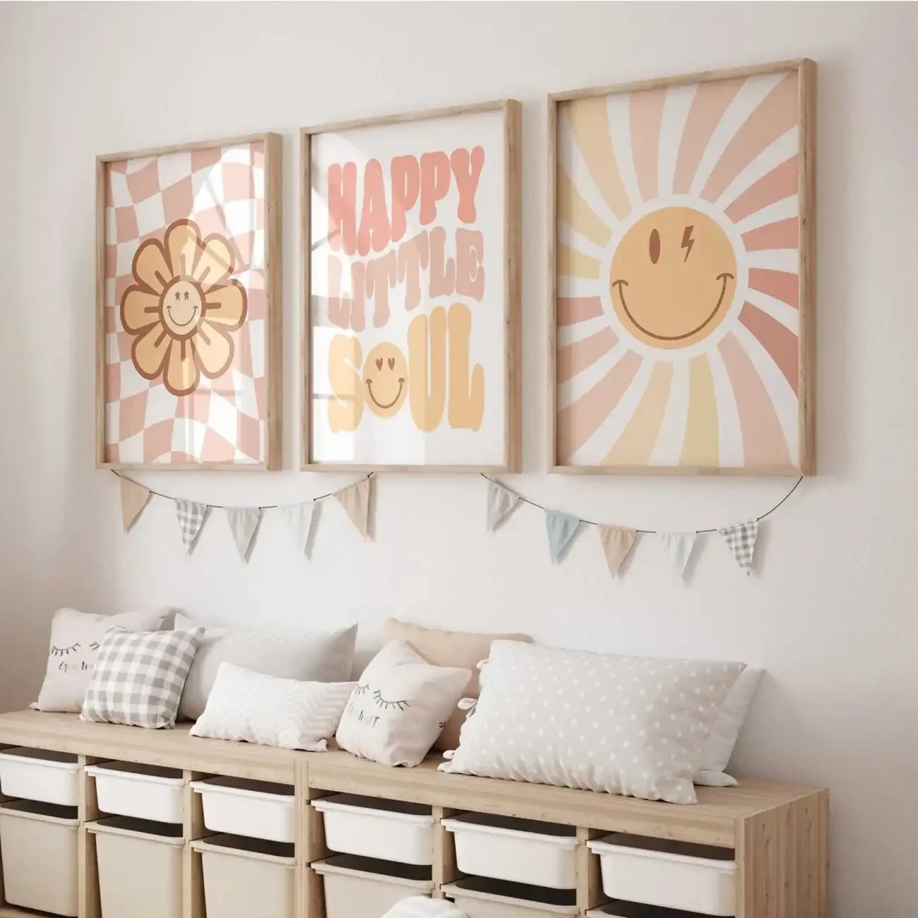 3pcs Daisy Wall Art Set for Youngsters' Room - Chic & Modern