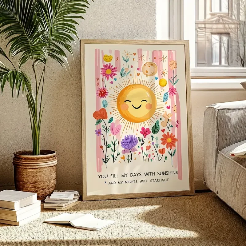 "You Are My Sunshine" Sunflower Wall Art Vibrant Canvas Print for Kids Room Decor