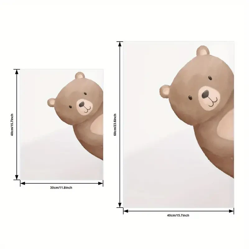 3pcs Wooden Framed Peeping Bear Nursery Print  Neutral Nursery Bear Wall Art for Creative Home Decor