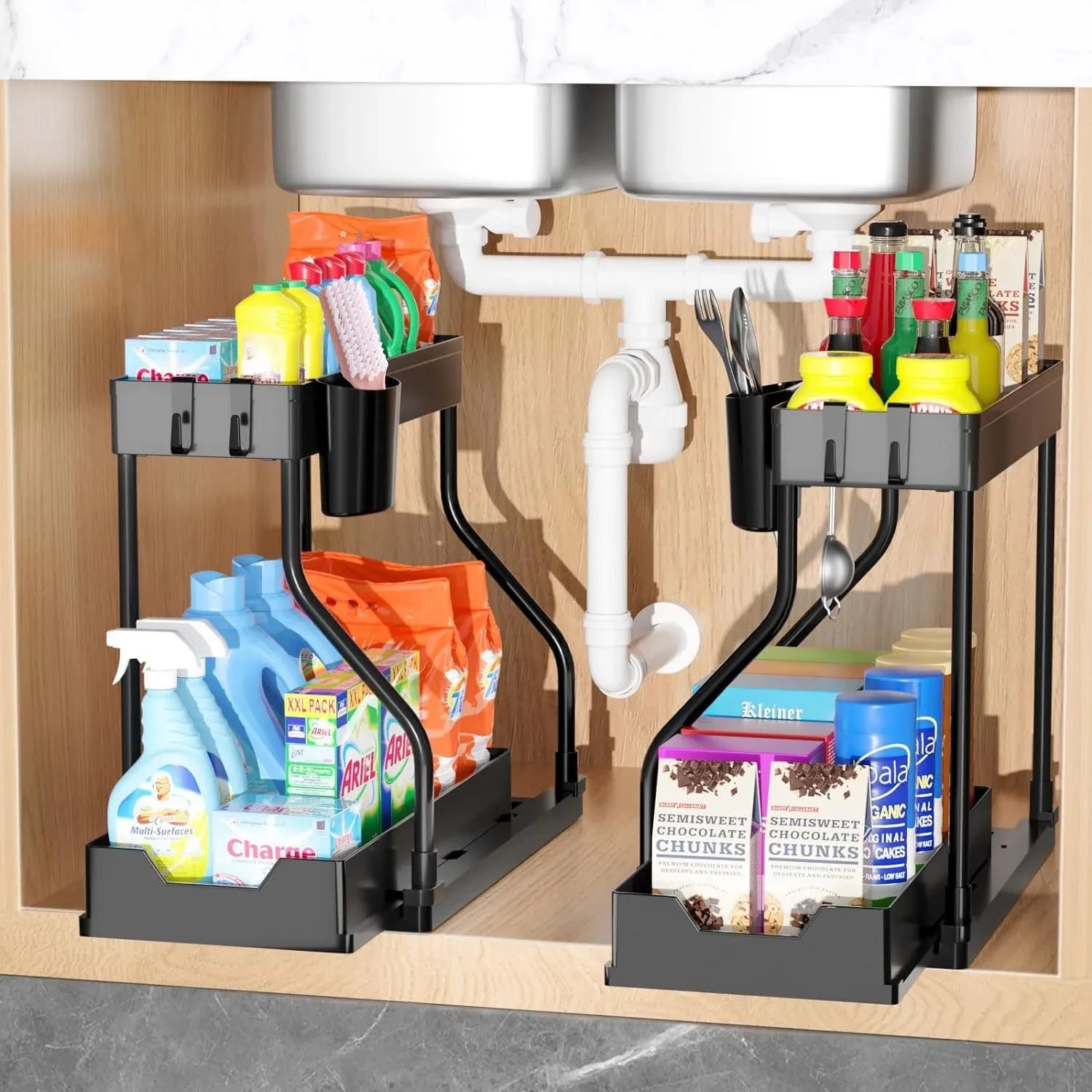 Bathroom Kitchen Sink Storage Rack 2 Floors