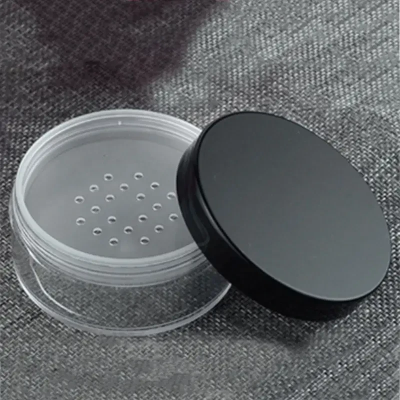 2pcs Black Matte 50g Plastic Loose Powder Jar