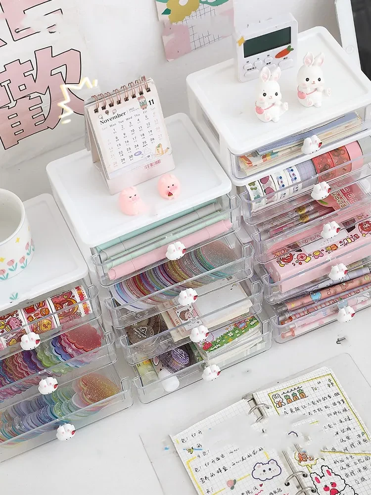 Desktop Transparent Drawer Storage Box Hand Ledger Stationery Shelf