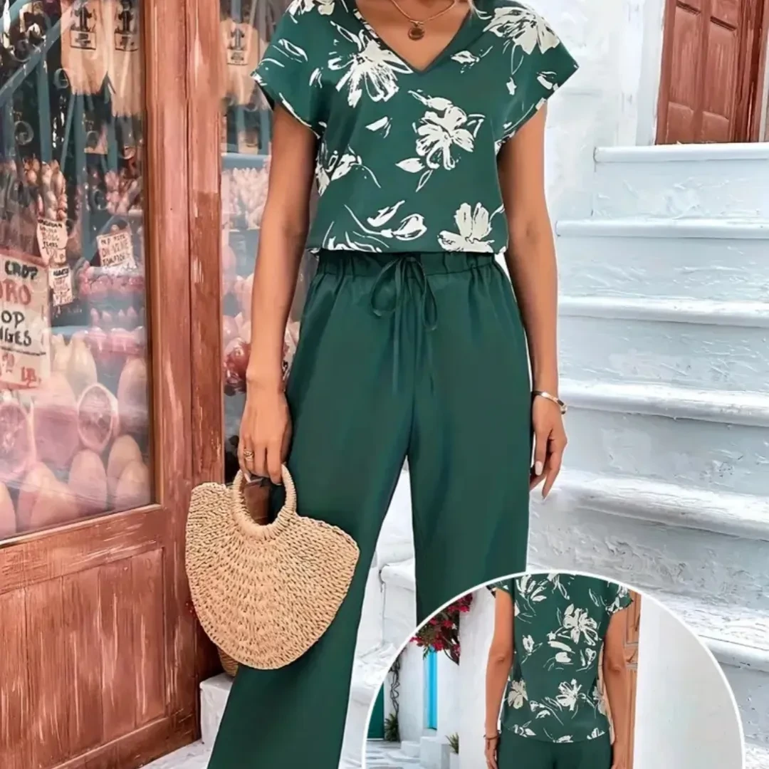 Women's Casual Printed Fashion Two-piece Suit