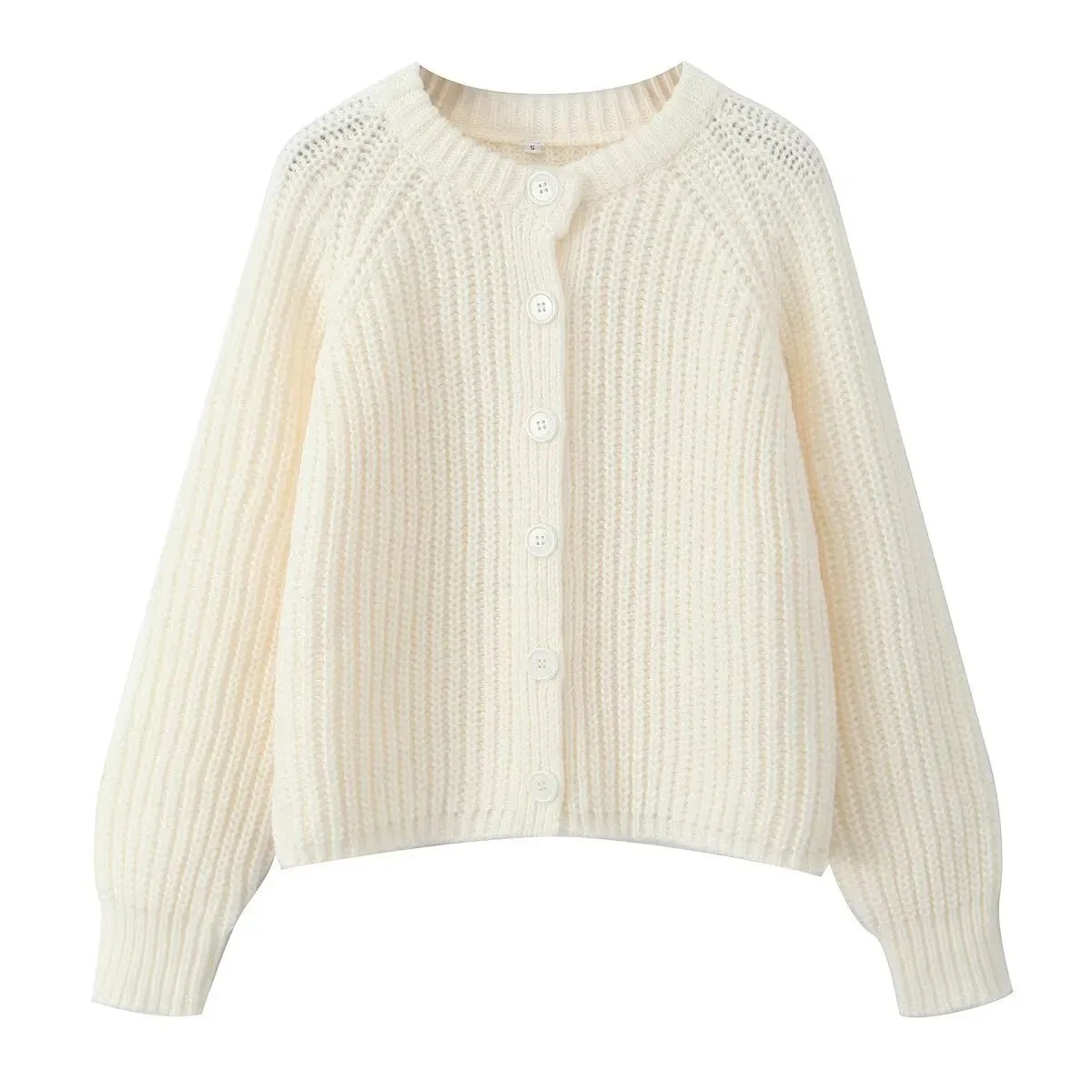 Women's Puff Sleeve Knitted Cardigan Sweater
