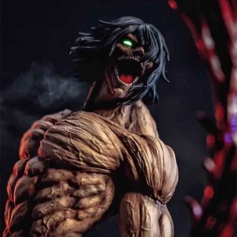 Attack on Titan Eren Jaeger Anime Peripheral Battle Form Desktop Decoration Chassis Model Ornaments