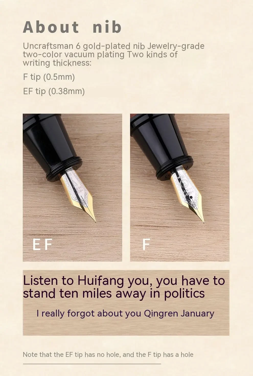 Solid Wood Ink Pen Fine Tip Cute Chubby Short Pen