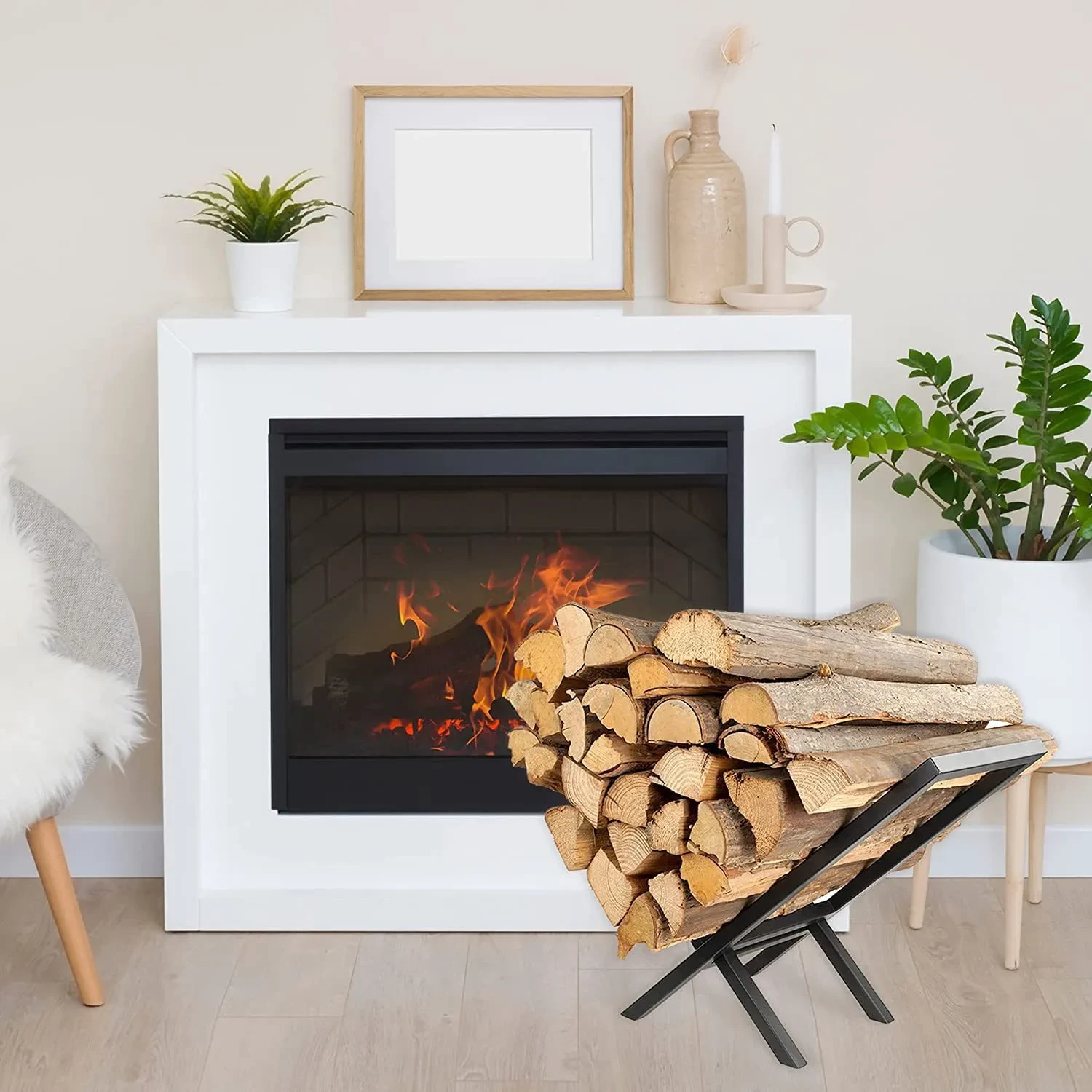 Indoor Firewood Rack with Tools