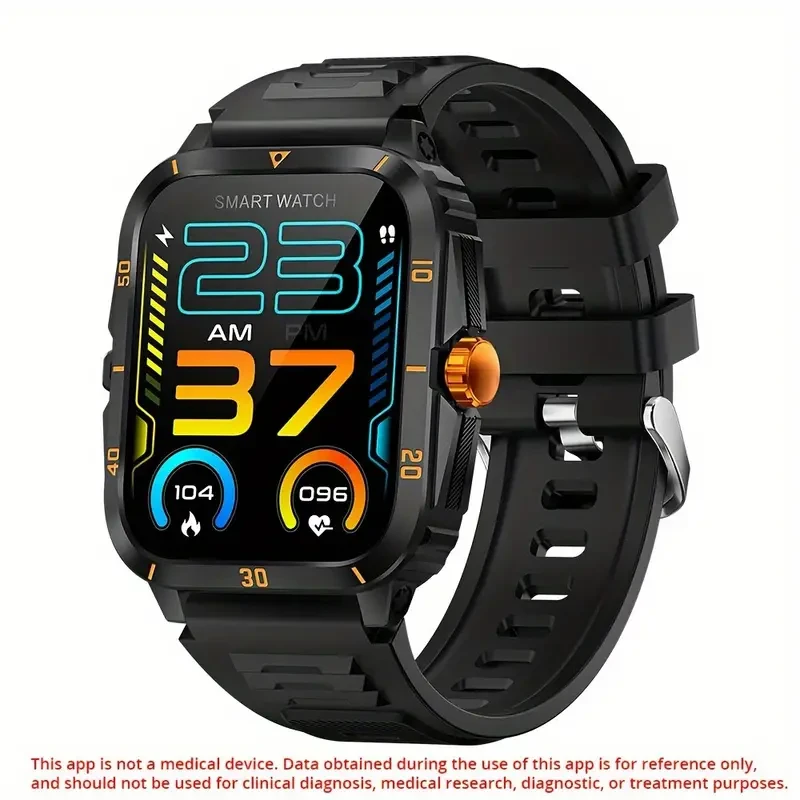 Advanced Men's Fitness Smartwatch - 1.96" IPS HD Screen, 430mAh Battery, Wireless Call, Music Control, Sleep Monitoring, Weather Forecast