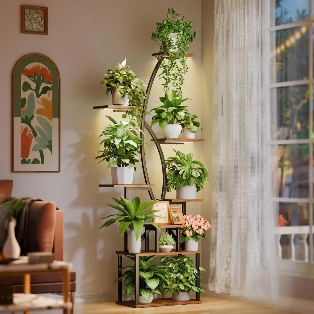 Large Plant Shelves Metal Curved Shape Display Rack