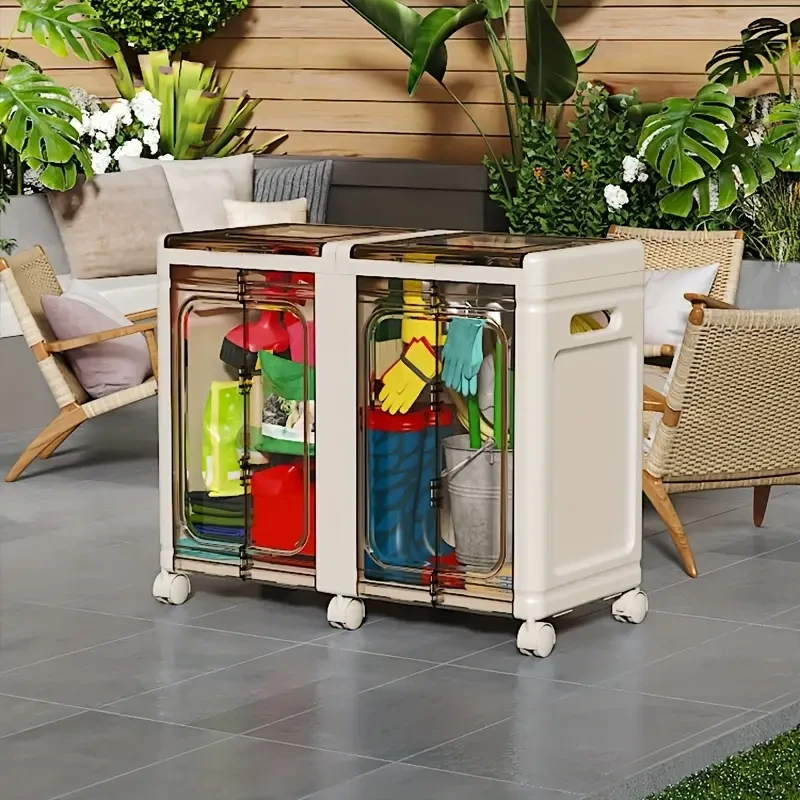 Life Proclamation 1-Pack Transparent Storage Cabinet with Wheels  Large Capacity High Quality Plastic Organizer for Indoor/Outdoor Use