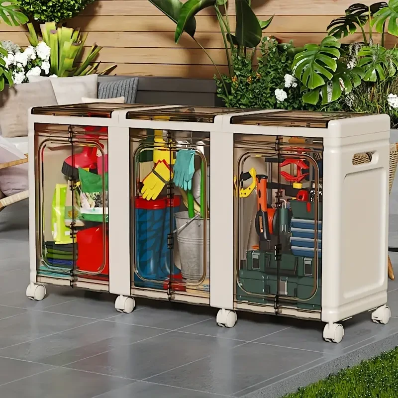 Life Proclamation 1-Pack Transparent Storage Cabinet with Wheels  Large Capacity High Quality Plastic Organizer for Indoor/Outdoor Use