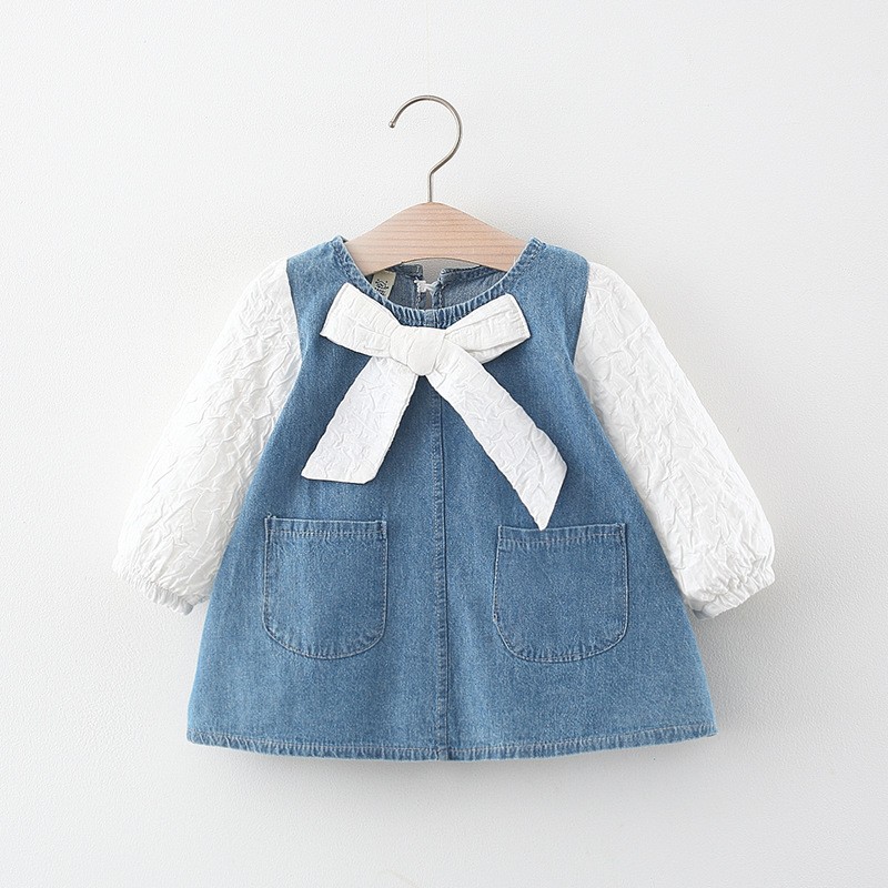 Baby Girl Dress Solid Color Denim Princess Skirt