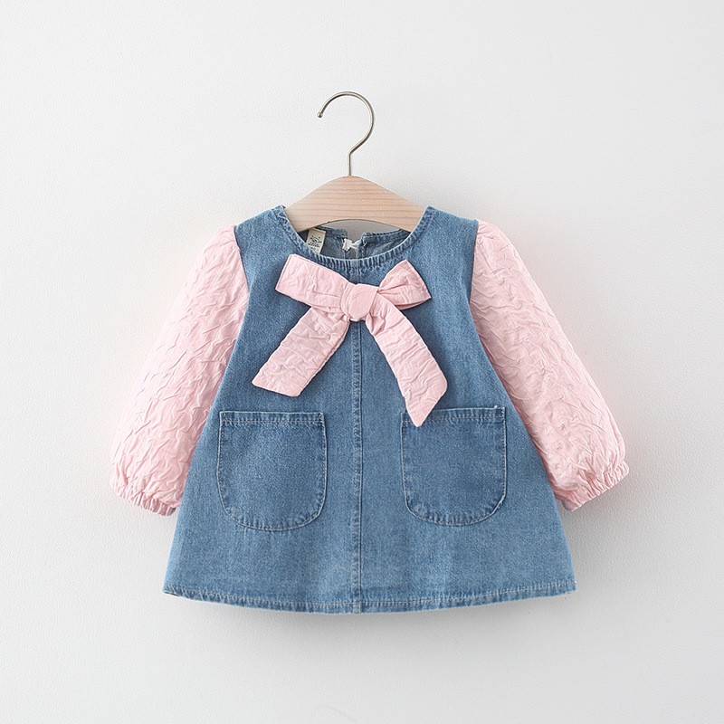 Baby Girl Dress Solid Color Denim Princess Skirt
