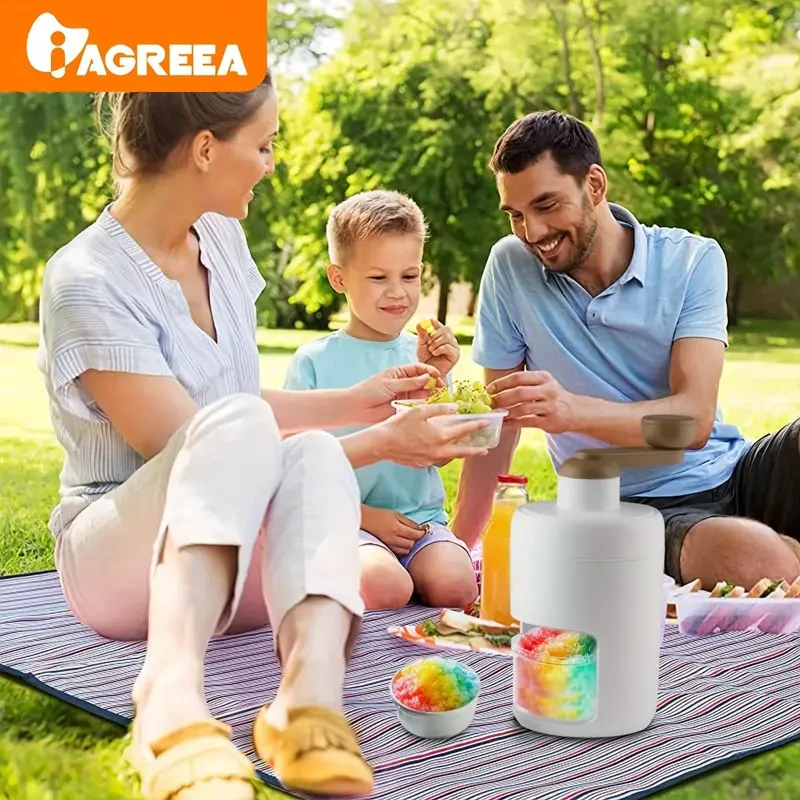 Manual Shaved Ice Crusher Machine - Stainless Steel Blades for Snow Cones, Slushies, Ice Cream, & More