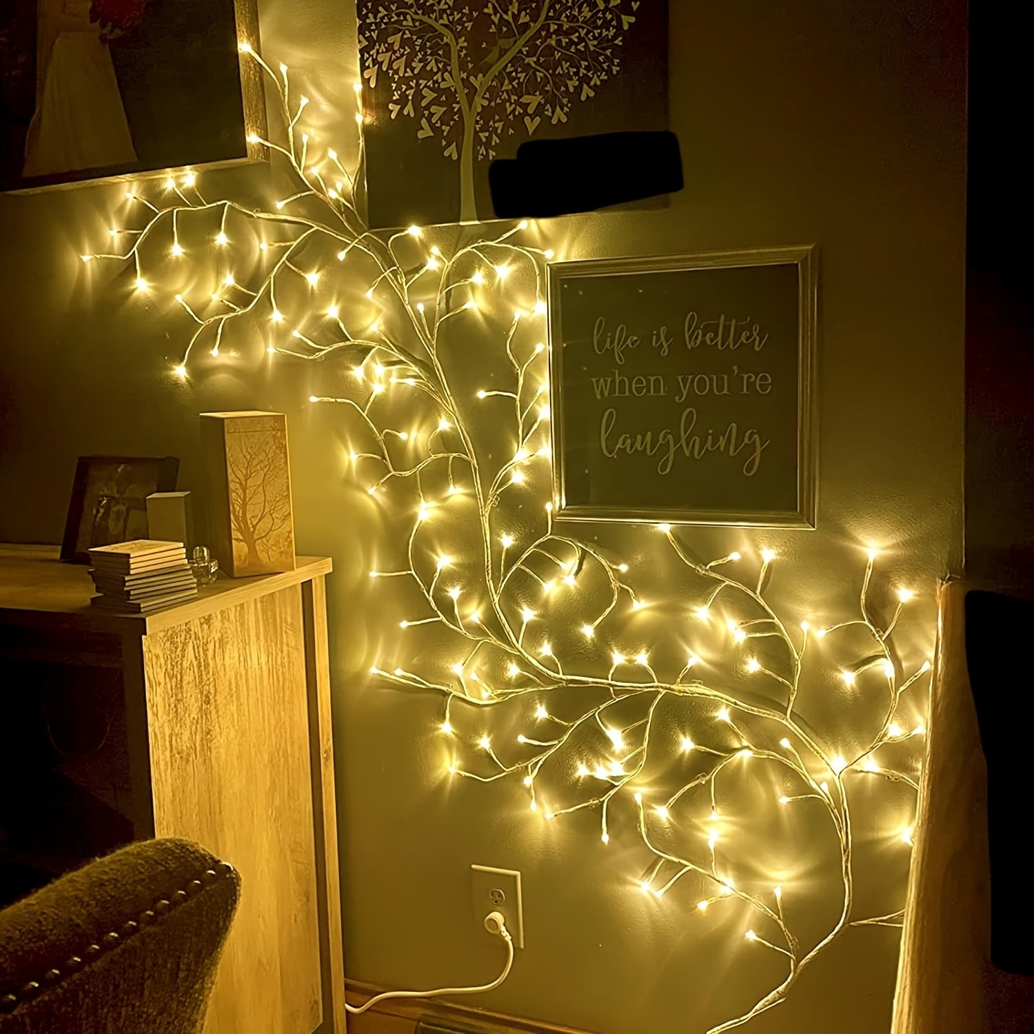 Set Of 144 LED Bendable Willow Vine Lights  USB Powered with Remote Control, 8 Modes, Indoor and Outdoor Decorative Lights