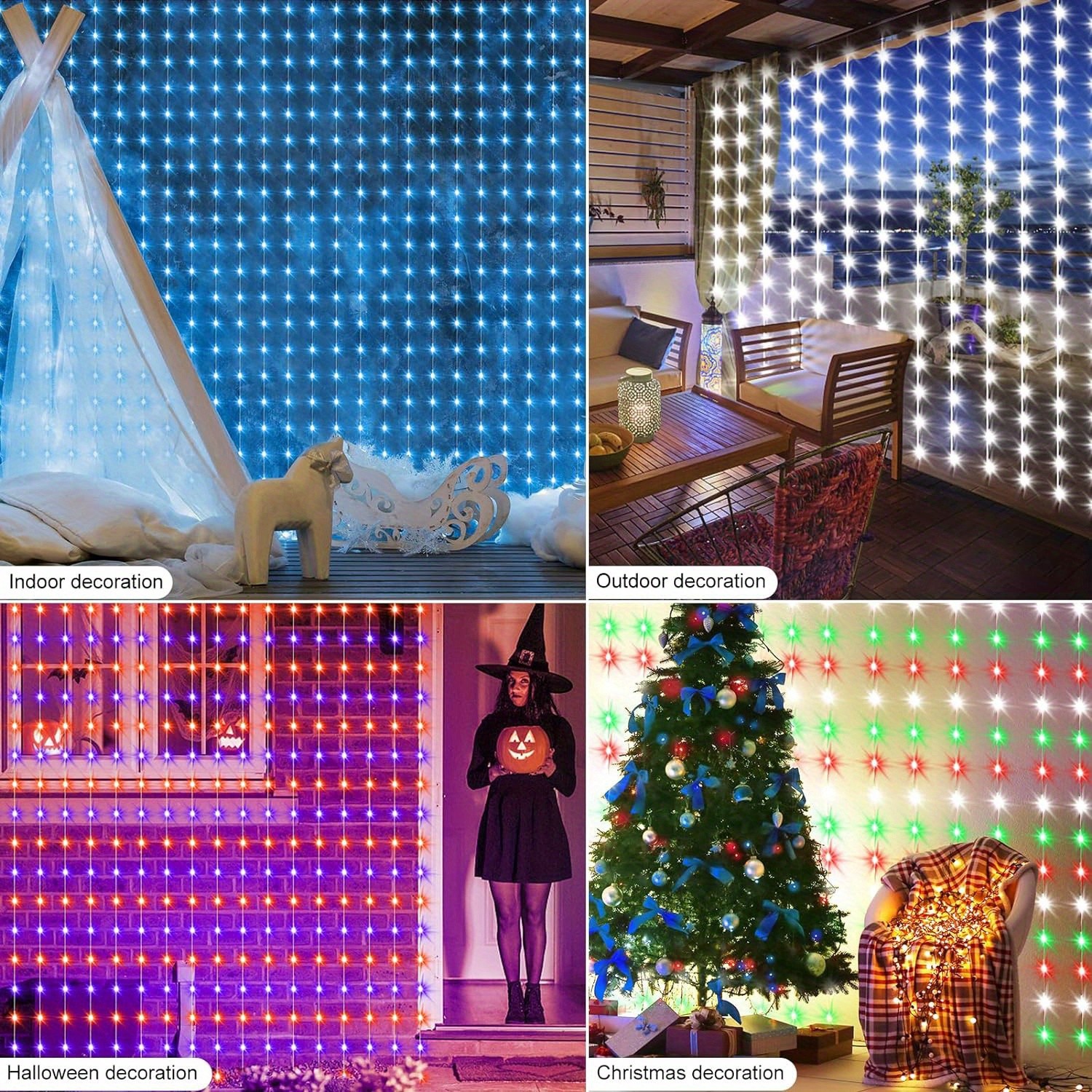 6.6x6.6ft Smart Window Light  RGB-IC Dynamic LED Curtain String Light for Indoor and Outdoor Use, Perfect for Halloween, Christmas, and Valentines Day