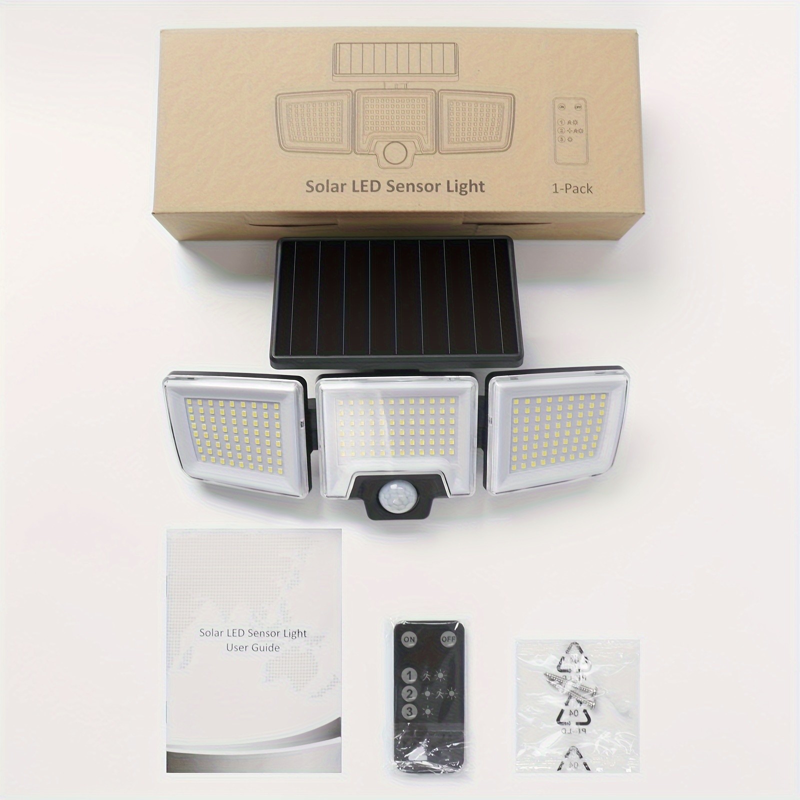 Solar Motion Lights Outdoor  2500LM 216 LED Security Lights with Remote Control, 3 Heads Motion Sensor Lights for Garden, Garage, Eave