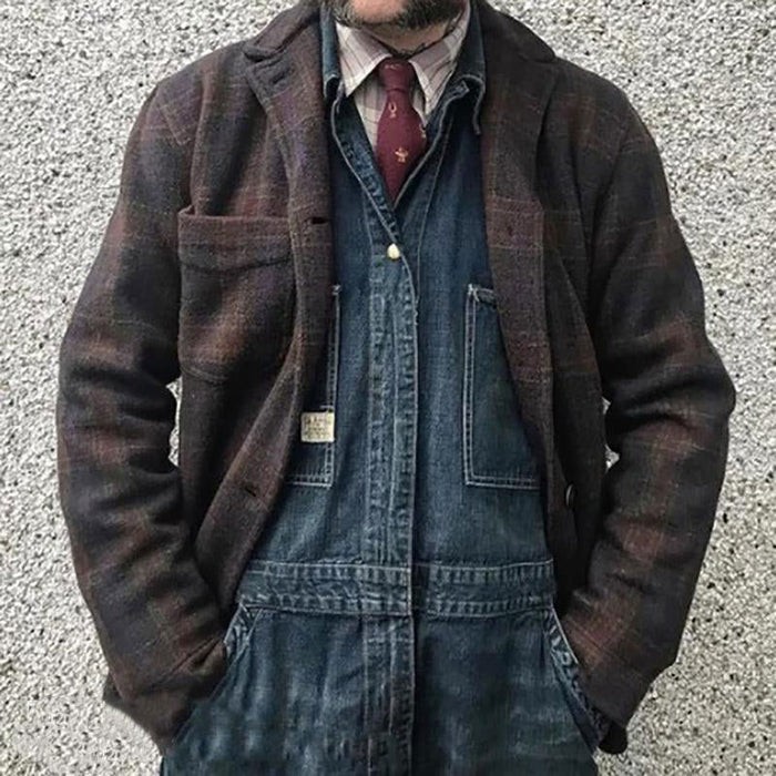 Men's Retro Checkered Lapel