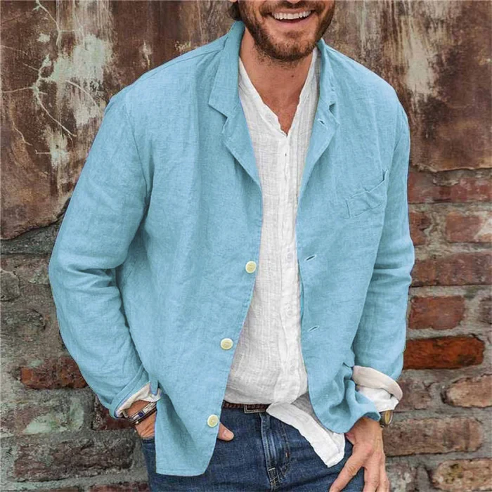 Men's Loose Cotton and Linen Suit Jacket