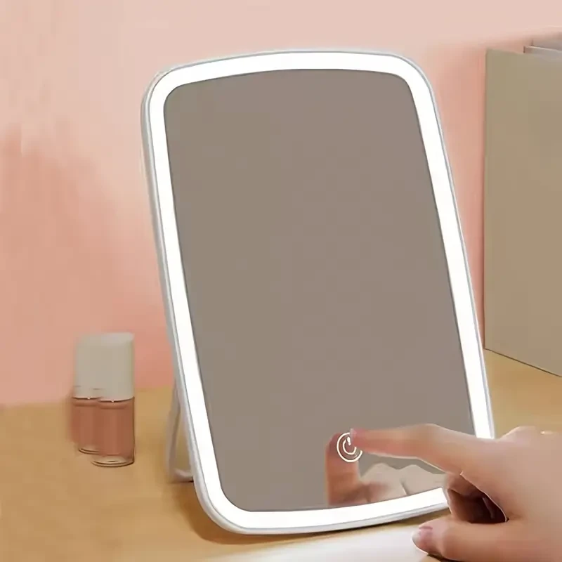 LED Makeup Mirror with Touch Sensor - 3 Color Modes, Portable & Rechargeable