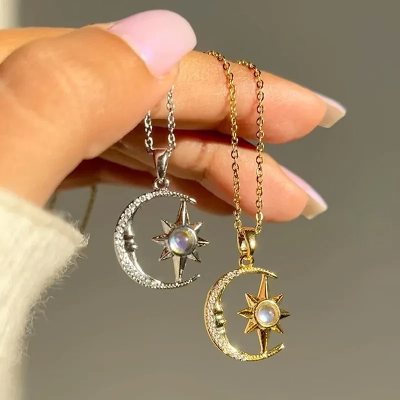 Fashion Jewelry Diamond Moon Necklace For Women