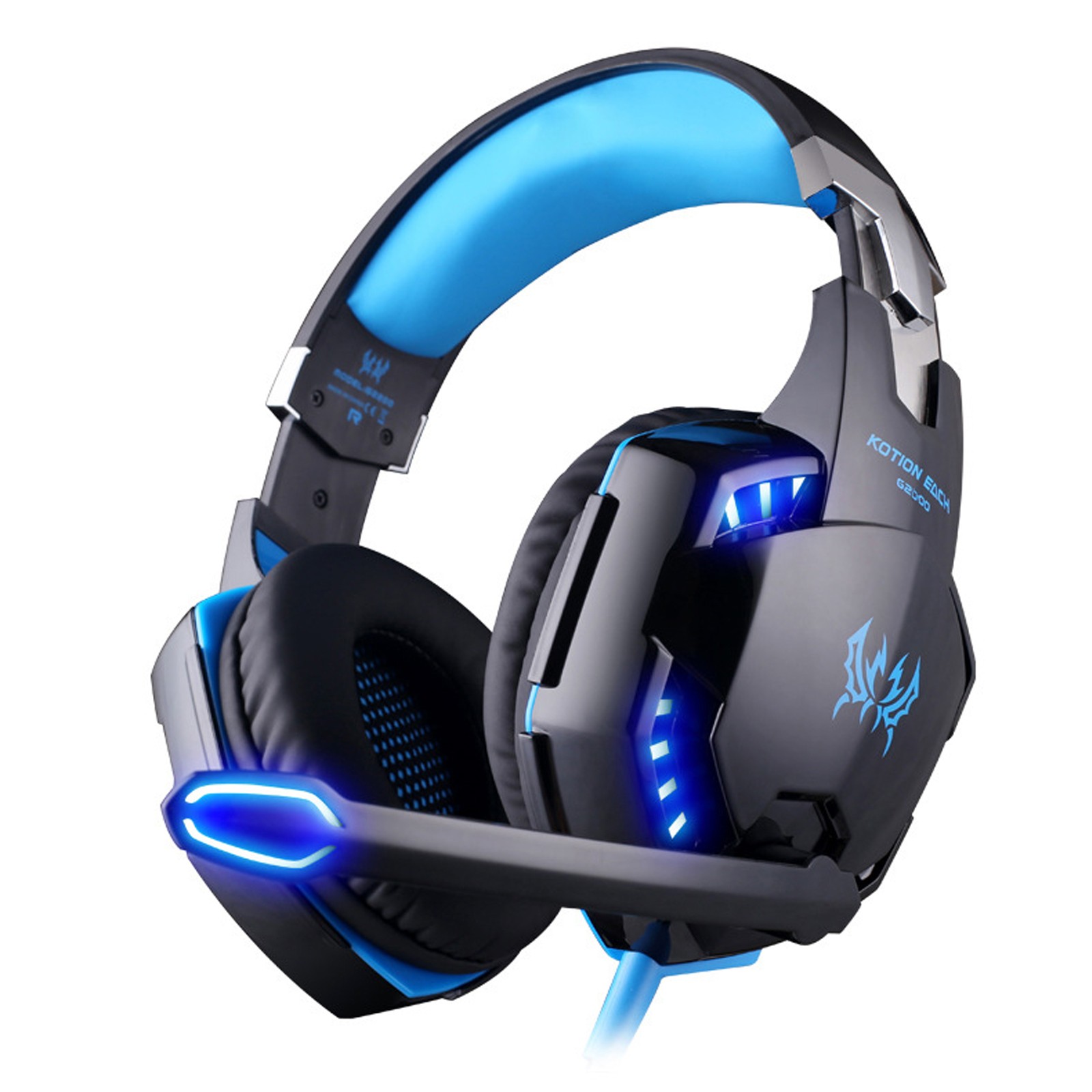 G2000 Gaming Headset  Immersive Audio, Noise Cancelling Mic, LED Lights, Soft Memory Earmuffs
