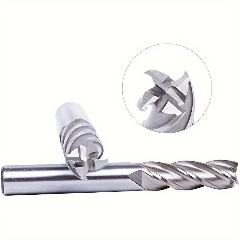 8pcs HSS Straight End Mill Set 4 Flutes, 1/16" to 1/2" Precise Milling Cutter Bits For Metal, Wood Plastic Durable Versatile