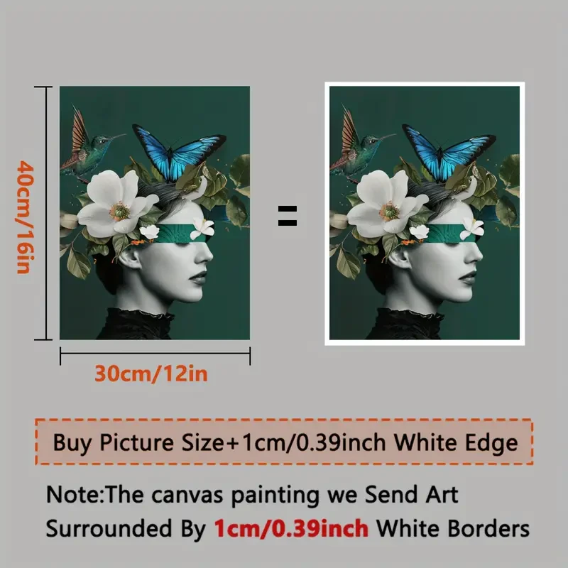 Frameless Butterfly & Woman Canvas Print Wall Art