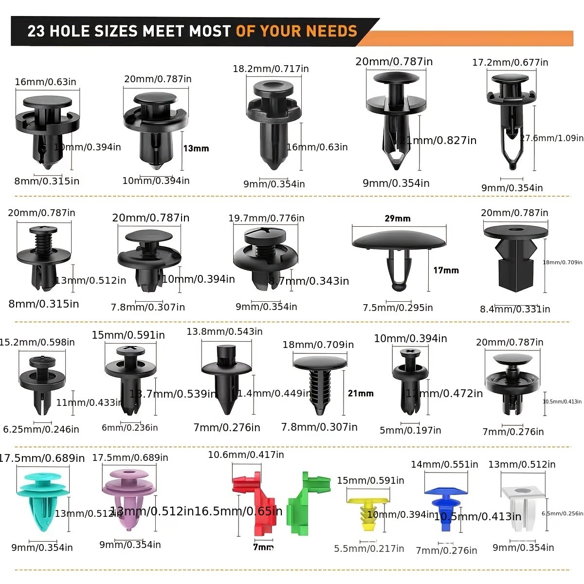 725pcs Auto Fastener Clips Kit  Car Body Push Retainer Pin Rivet Bumper Door Trim Panel Retainer Fasteners with Auto Removal Tool