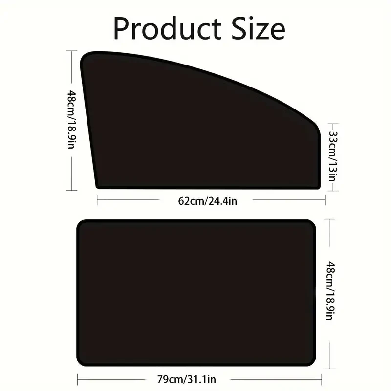 4-Piece Magnetic Car Side Window Sun Shades - Adjustable Roll-Up, UV Protection & Privacy