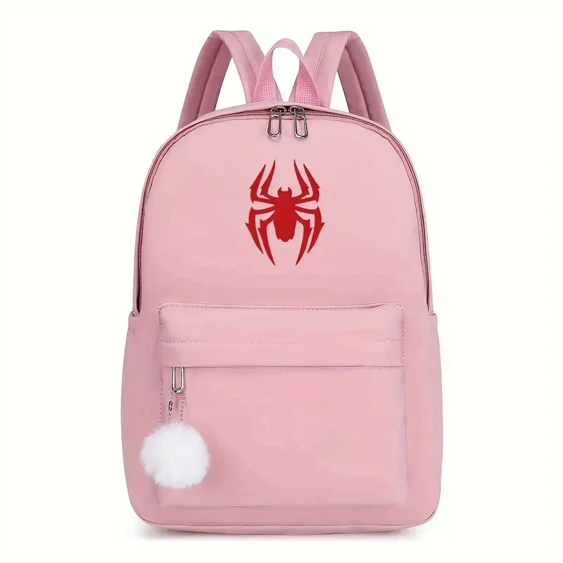 Stylish Red Spider Print Canvas Backpack - Lightweight & Durable School Travel Bag