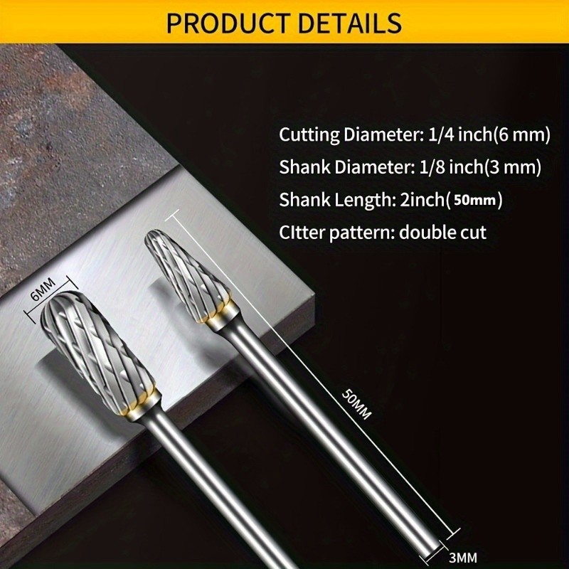 10pcs Tungsten Steel Burrs Set  Versatile Carving, Engraving, and Polishing Tool for Wood, Metal, and Stone  No Assembly Required!