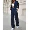 Fashion Striped Suits Casual Lapel Long Sleeve Cropped Top And Straight Pants Outfits