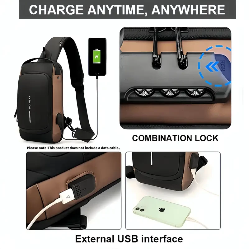 Multi-functional Sling Bag with Password Lock - Wear-resistant Crossbody for Travel & Commute