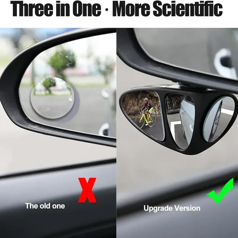 2pcs 360 Wide Angle Blind Spot Mirrors - Triple View Rearview Accessories