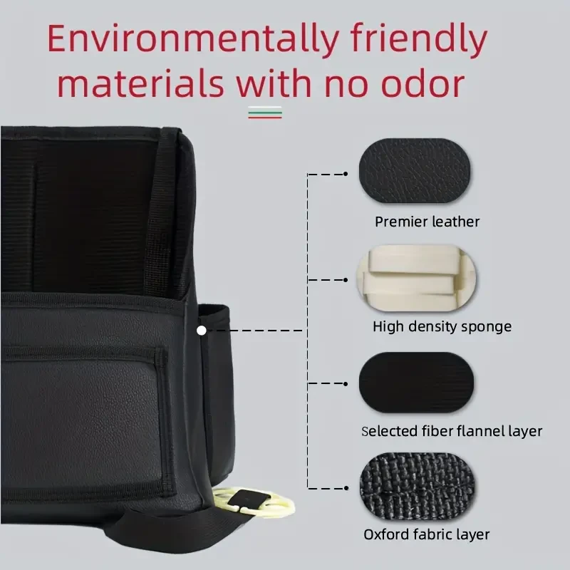Faux Leather Car Seat Organizer - Multi-Functional Storage Bag with Handbag Holder & Pet Barrier