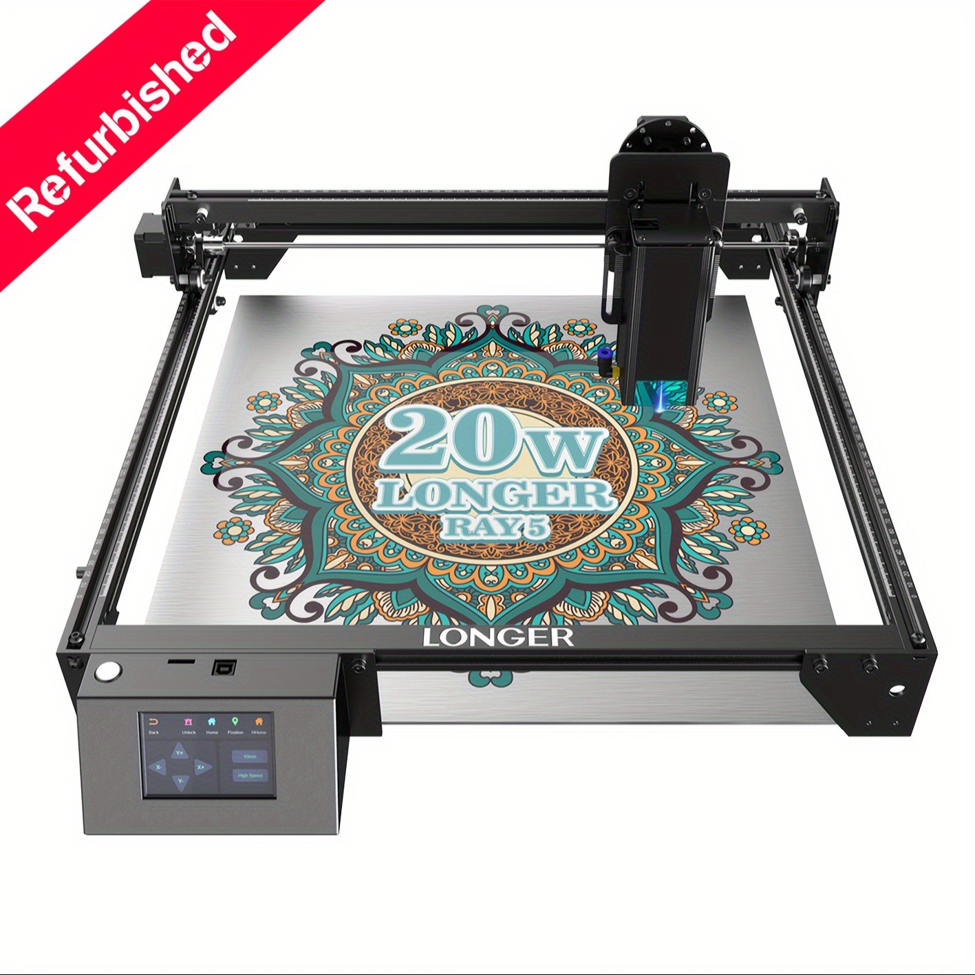 Longer RAY5 Laser Engraver  20000mW Output Power, 3.5" Touch Screen, APP Offline Control, DIY Engraver Tool for Metal, Glass, Wood, Engraving Area 15.75"x14.37"