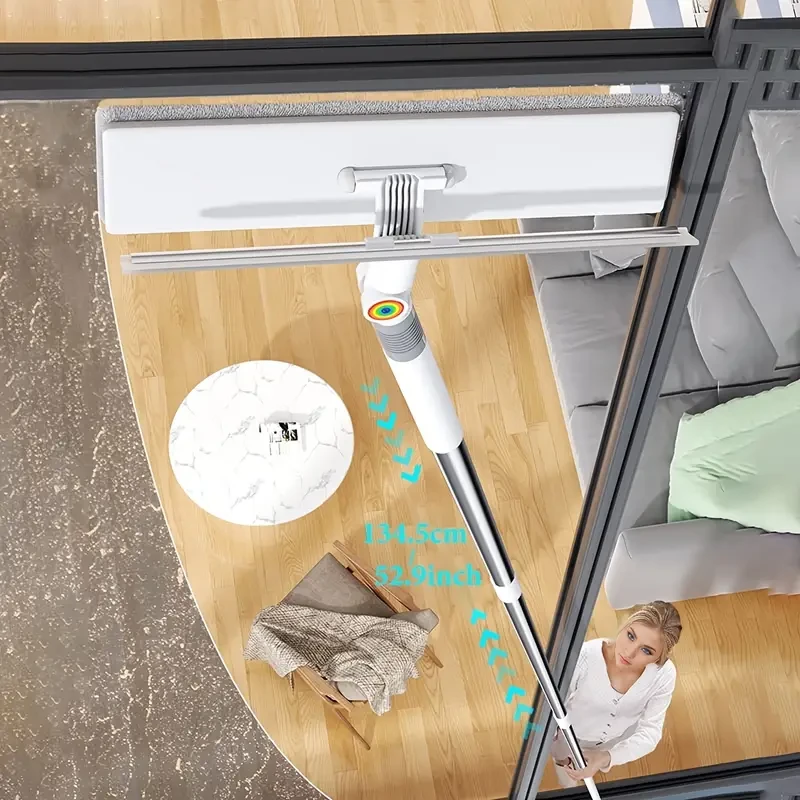 2-In-1 Extendable Window Squeegee and Scrubber - Dual-Sided Long-Handled Glass Wiper