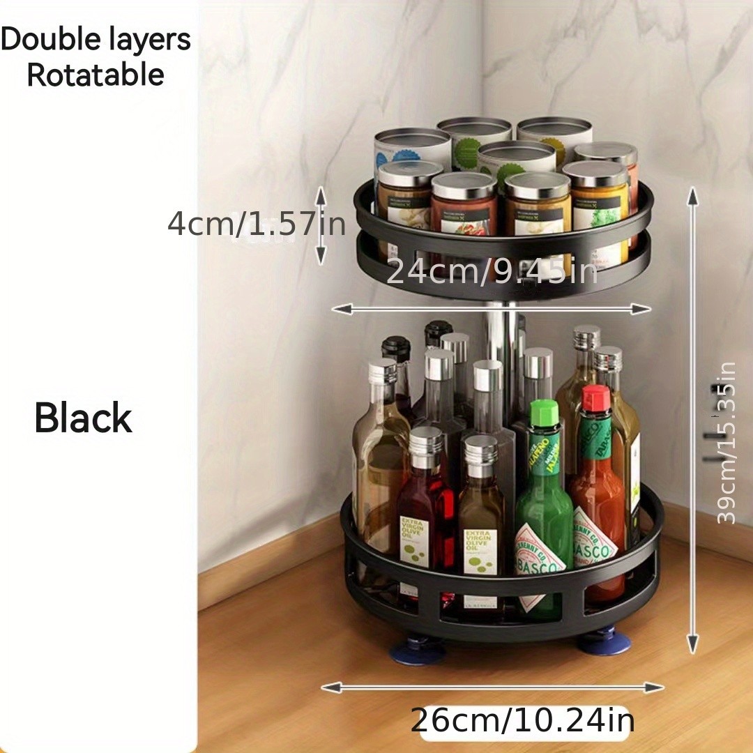 Multifunctional Rotating Storage Rack with Adjustable Height and Spray Paint Finish  Ideal for Kitchen, Bathroom, and Countertop Organization for Restaurants
