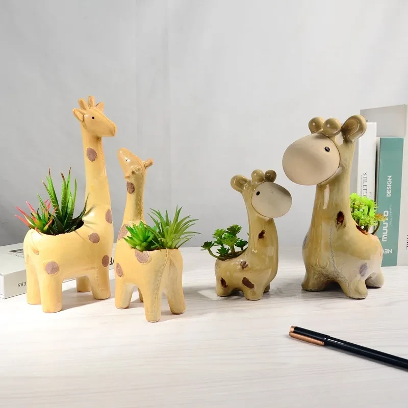 Creative Cute Ceramic Giraffe Succulent Flower Pot